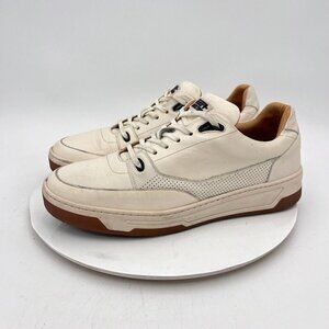 Duke & Dexter Men Size 10 Cream Ivory perforated Leather Lace Up Casual Shoes